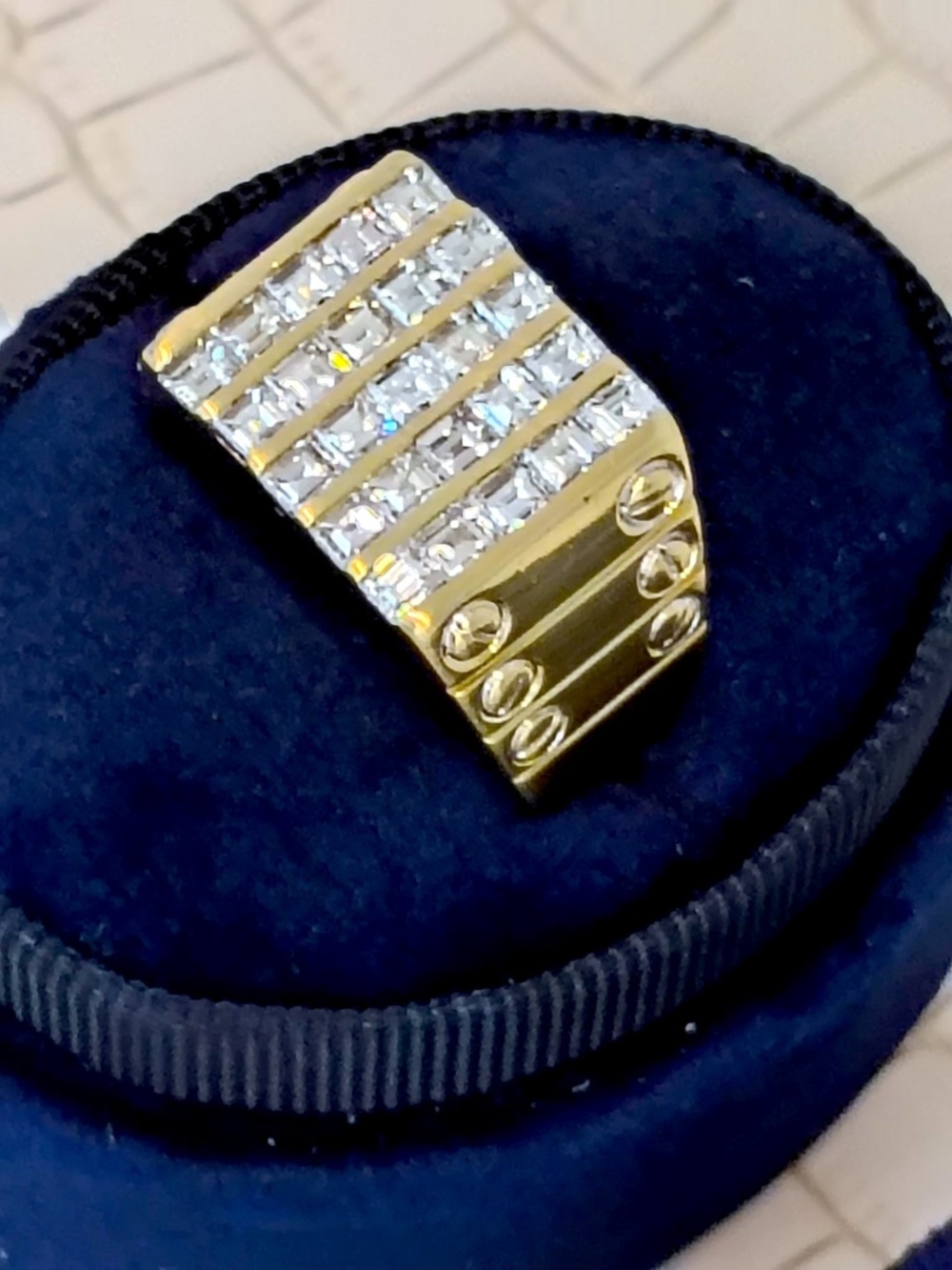 Very Unique Custom Made Men's 25 Square Fancy Diamonds about 2.5 cts.12grs.(10.)